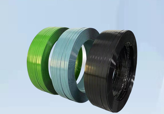 Resistentes que atan con correa del color verde de la banda durable del ANIMAL DOMÉSTICO grabados en relieve alisan para el embalaje
