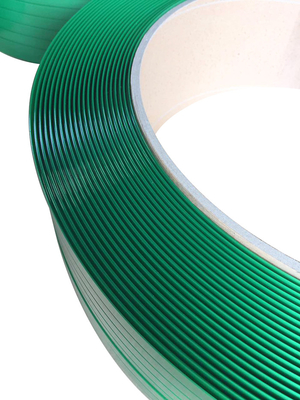Cintas de embalaje de poliéster verde 9-27 mm de ancho y 0,5-1,27 mm de grosor