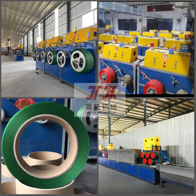 Máquina para fabricar flejes de PET 9-25 mm, máquina de producción de cintas de embalaje de PET con sistema de control PLC.