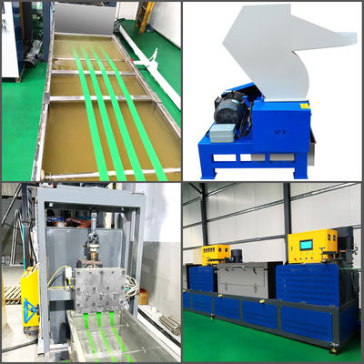 Máquina para fabricar flejes de PET 9-25 mm, máquina de producción de cintas de embalaje de PET con sistema de control PLC.