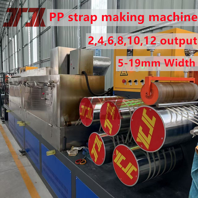 Máquina de extrusión de cinta de plástico de material 100% reciclado con control PLC, parámetro de memoria y cambiador sin parar