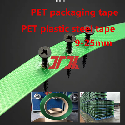 Materiales de embalaje 9-25mm PET Acero plástico de cinta PET Pallet de cinta PET Acero de cinta para la máquina de cinta neumática Máquina de cinta de mano