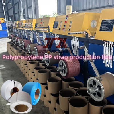 Línea de producción de fleje PP con capacidad de 380 KG/H con control PLC y cambiador sin parada