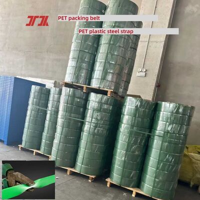 Fleje de acero plástico PET de 19 mm, verde, fleje PET, acabado con relieve en la superficie