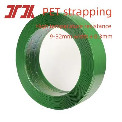 9-32 mm PET duradero poliéster verde cinta de embalaje cinta de embalaje de plástico para mascotas