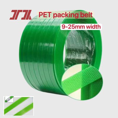 Embalaje de acero de plástico PET 9-25 mm Cinturón de correas de PET verde para correas automáticas