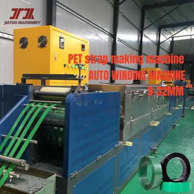 Máquina para fabricar tiras de PET de 9 a 32 mm de ancho con doble girador de estación y capacidad de 220 a 250 kg/h