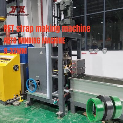 Máquina para fabricar tiras de PET de 9 a 32 mm de ancho con doble girador de estación y capacidad de 220 a 250 kg/h