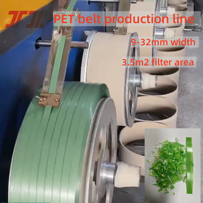 Máquina extrusora de flejes de PET de 9-32 mm con escamas de botellas de PET recicladas y control PLC totalmente automático