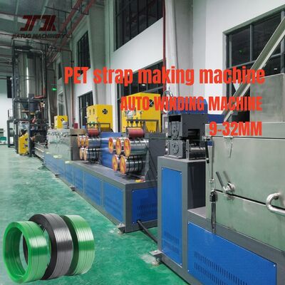 Máquina de extrusión de tiras de PET de 9-32 mm con control PLC para material de escamas de botellas de PET recicladas