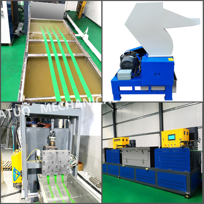 Control PLC 200kg/H Máquina de hacer tiras de plástico PET 200KW Línea de producción de alta velocidad