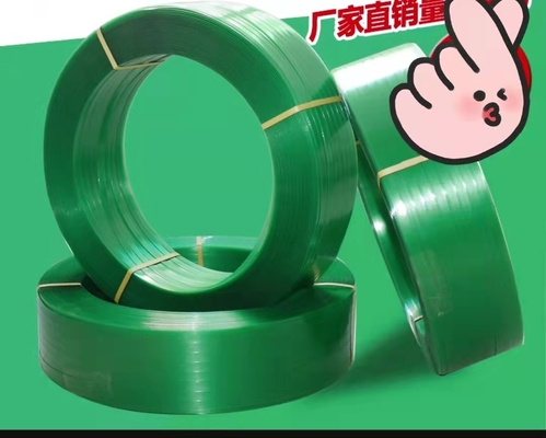 Fleje de plástico PET con relieve verde para embalaje de palés de ladrillos con gran resistencia 350-950kg
