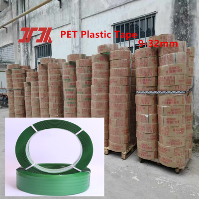 Cintas de embalaje de plástico PET cinta de sujeción PET cinta de acero de plástico PET cinta de sujeción verde, tensión 1500KG