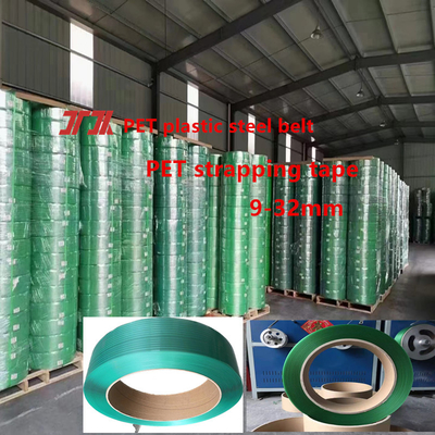 Materiales de embalaje al por mayor Cintas de PET verde Cintas de acero de plástico PET para cintas de aluminio