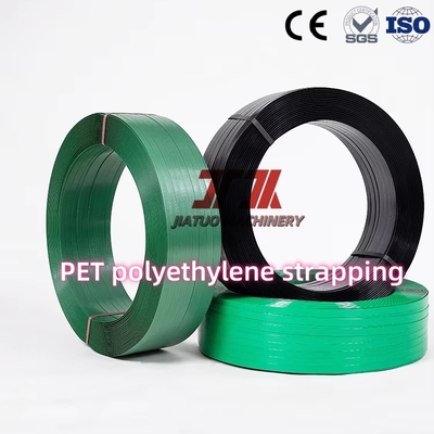9-32 mm Banda de poliéster personalizada de plástico PET verde de embalaje de cinturón de superficie tejida en relieve