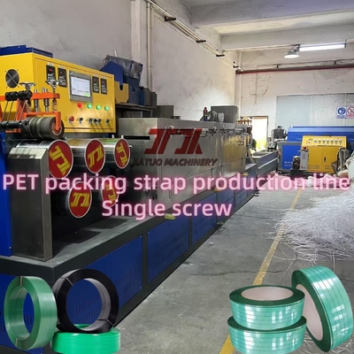 Máquina para fabricar flejes de PET con material de escamas de botellas 100% recicladas con control PLC