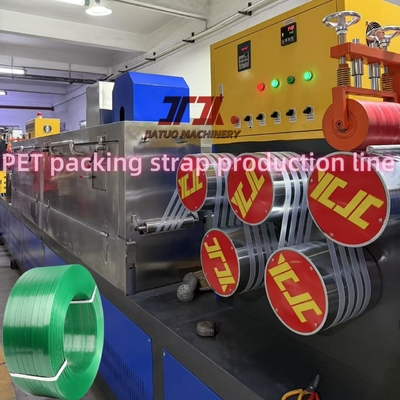 Línea de producción de flejes dobles de PET de 180 kg/H con control PLC y velocidad de funcionamiento de 100-160 m/min