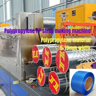 Máquina para fabricar flejes de PP con velocidad de funcionamiento de 280 m/min y bobinador automático de doble estación